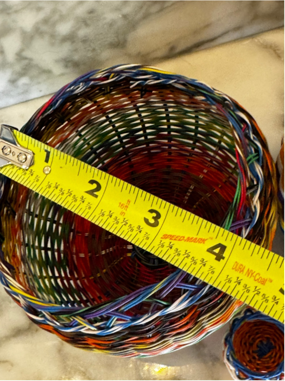 Vintage Set of 3 Handwoven South African Zulu Telephone Wire Baskets - Picture 11 of 15